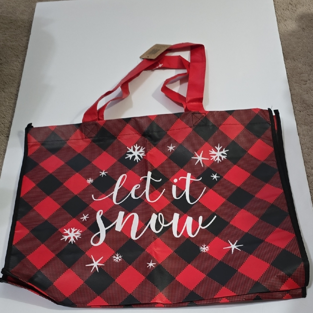 Red and Black Checkered Tote Bag - 17 X 13 X 6.5 inches